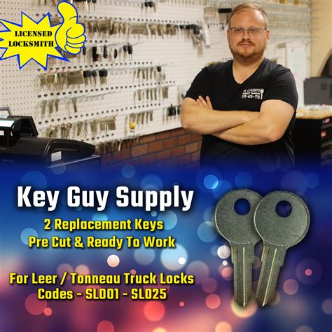 Replacement Keys Cut LEER Truck Bed Lock Replacement Keys For LEER Push ...