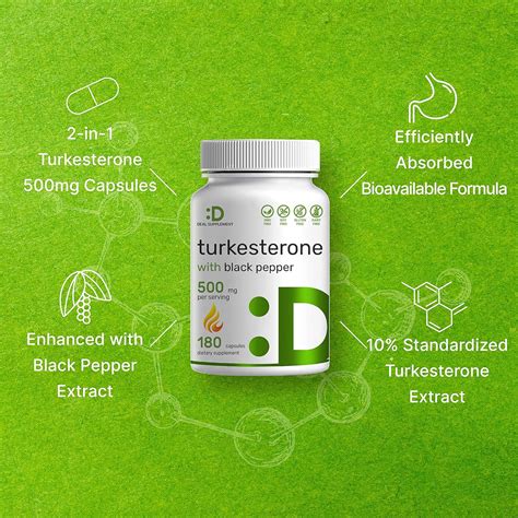 Buy Turkesterone Supplement 500mg, 180 Capsules, High Bioavailability ...