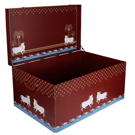 Bridal Lehenga Box Pichwai Print with Free Name Customisation Brown ...
