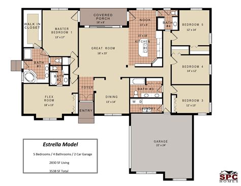 bedroom floor plans one story and single five house | Building house ...