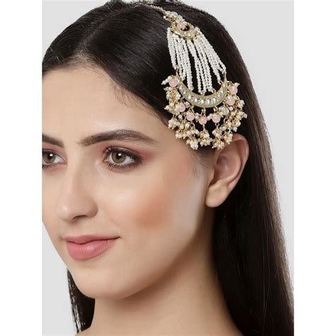 Buy Karatcart Gold Plated Handcrafted Pink Bead Kundan Passa for Women ...