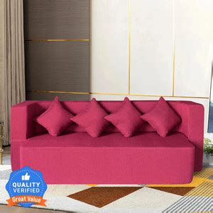 Seventh Heaven 78x44x14 inch Jute Fabric with 4 Cushions 4 Seater ...