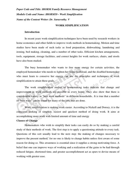 Image result for Work Simplification Examples