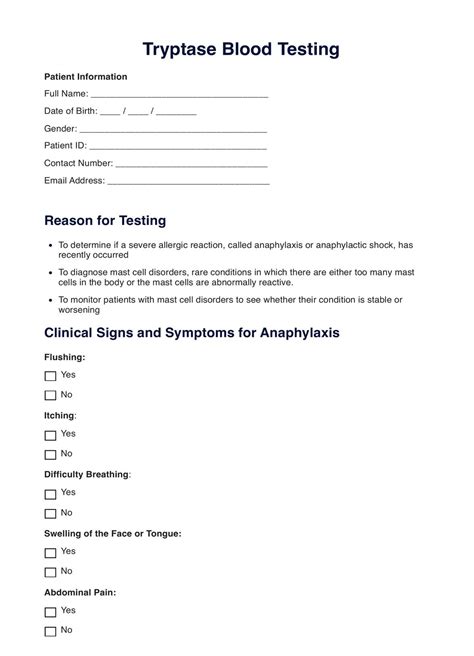 Tryptase Blood Test