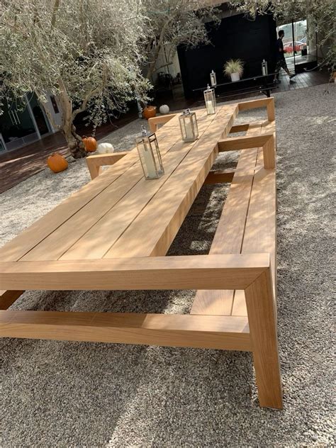 Picnic table with built in benches | Cool patio, Diy picnic table ...