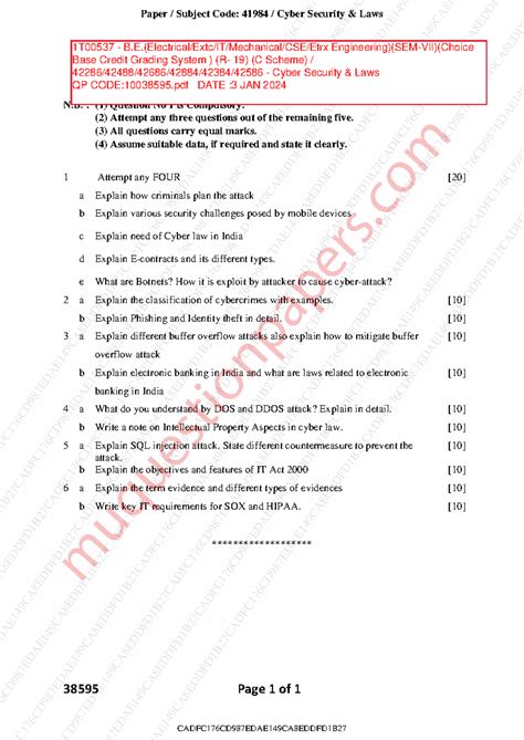 Cyber security laws exam notes for IT 1T00537 semester 7 - Studocu