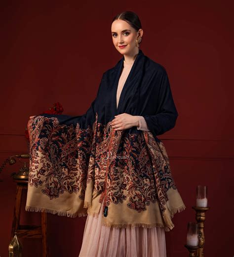 Pashtush Women Soft Navy Blue Woven Design Shawl – Pashtush Shawl Store