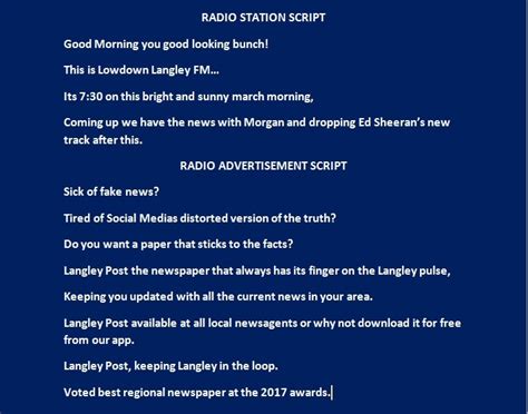 Image result for Sample Radio Ad Script