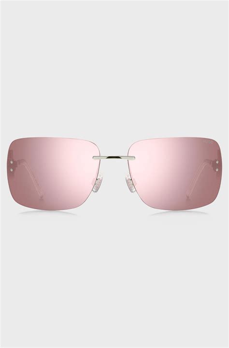 HUGO - Pink-lens sunglasses with stacked-logo temples - Silver