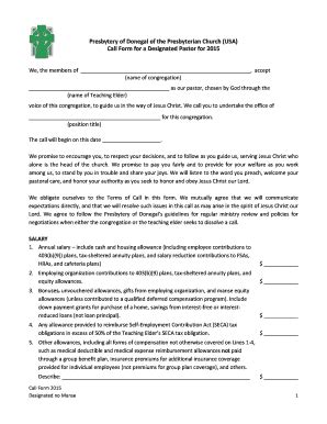 Fillable Online Presbytery of Donegal of the Presbyterian Church (USA ...