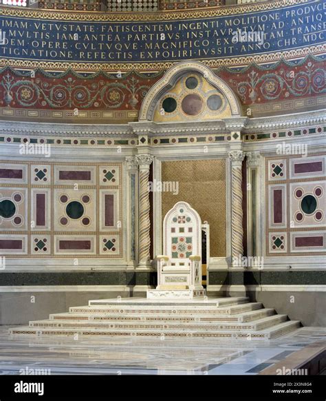 The Papal Chair of the Bishop of Rome, the Pope. The Archbasilica of ...