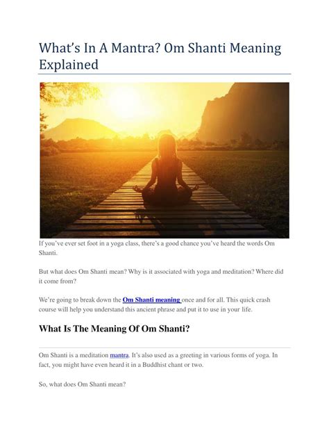 PPT - What’s In A Mantra? Om Shanti Meaning Explained PowerPoint ...