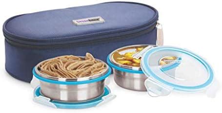 Buy Borosil Feast Stainless Steel Lunch Box with Carry Bag, Set of 2 ...