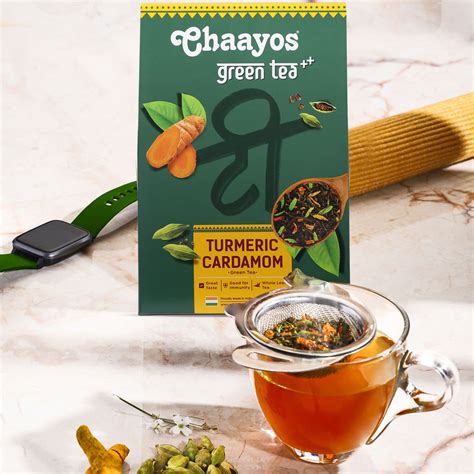Chaayos Turmeric Cardamom Green Tea | Whole Leaf Loose Tea | Immunity