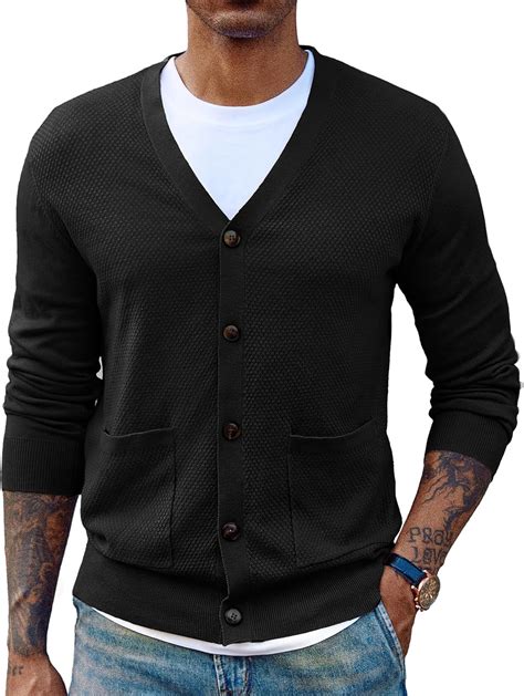 PJ PAUL JONES Men's Casual Cardigan Sweaters Long Sleeve V-Neck ...
