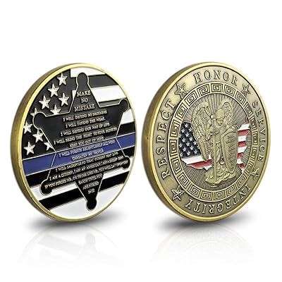 Buy AtSKnSK Thin Blue Line St. Michael Police Officers Challenge Coin ...