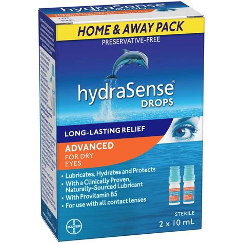 HydraSense Advanced Eye Drops for Dry Eyes, Preservative-Free, 2 x 10 ...