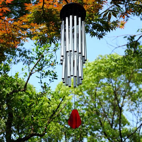 27 Tubes Wind Chimes Large Deep Tone Silver Tube Windchime for Outdoor ...