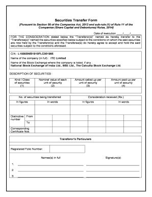 Fillable Online Securities Transfer Form - ITC Ltd - FMCG, Hotels ...