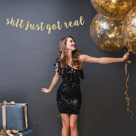 Shit Just Got Real Gold Glitter Cursive Script | Ubuy India