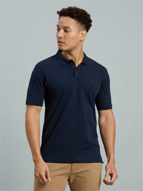 Navy Pq Cotton Spandex Slim Fit Casual Half Sleeve T-Shirt