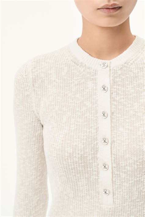 Long-sleeved top - Cotton, white — Fashion | CHANEL