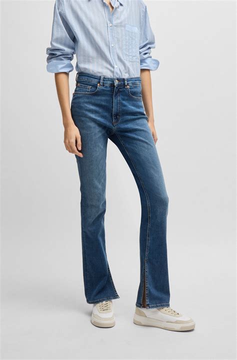 BOSS - Kick-flare jeans in soft-motion denim - Blue