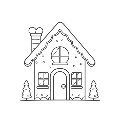 Gingerbread House Clip Art Black And White