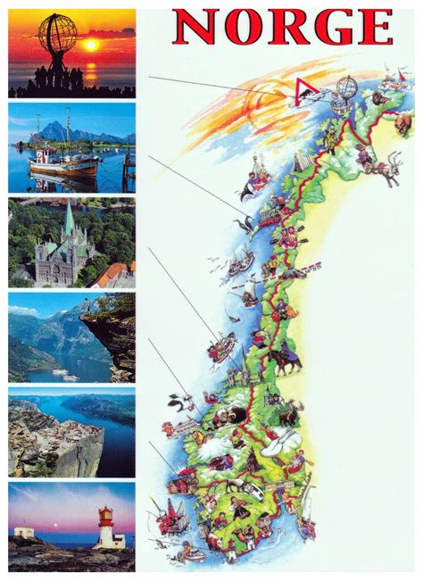 Detailed tourist illustrated map of Norway | Norway | Europe | Mapsland ...