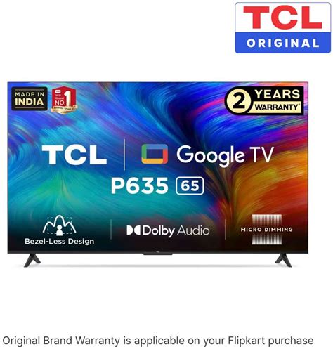 TCL P635 164 cm (65 inch) Ultra HD (4K) LED Smart Google TV with Dolby ...