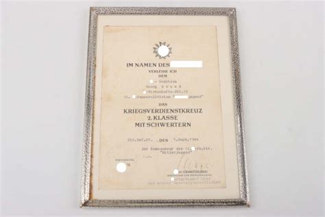 ratisbon's | SS-Pz.-Div. "Hitlerjugend" certificate to 1939 War Merit ...
