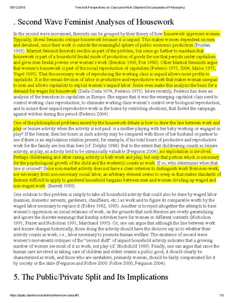 Feminist Perspectives on Class and Work (Stanford Encyclopedia of ...