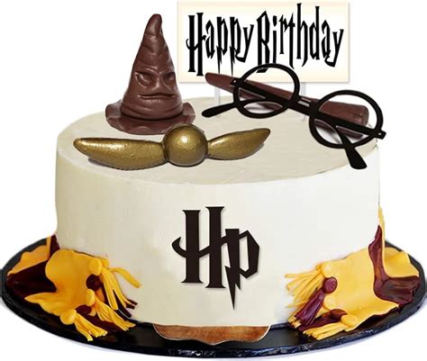 Buy Wizard Happy Birthday Cake Topper with Sorting Hat, Golden Snitch ...