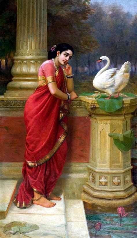 Hamsa Damayanti - Raja Ravi Varma Painting - XS Unframed Wall Art Print ...