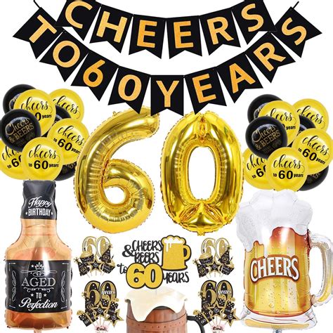 Buy 60th Birthday Decorations Kit - Cheers to 60 Years Banner Balloons ...