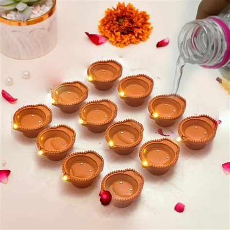 Buy Carftvatika 12 Led Water Sensor Diya For Diwali Decoration Item For ...