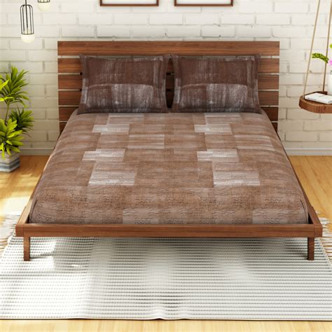Buy SPACES Earthy Tones Printed 3-Piece Double Bedsheet Set - 224 x 274 ...