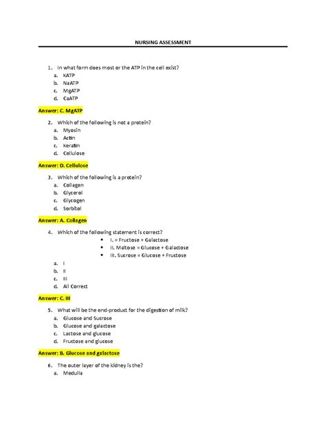 Nursing Entrance Exam Assessment Question and Answer and Reviewer ...