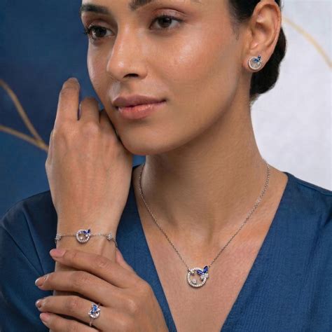 Blue Butterfly Jewellery Set – 925 Silver & CZ | Zixy