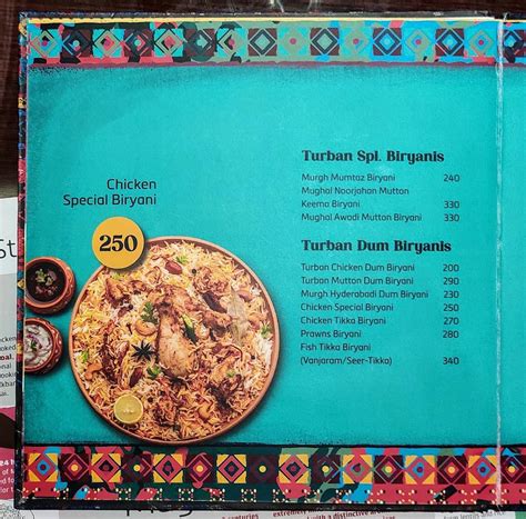 Menu at Turban Mughal Restaurant, Chennai