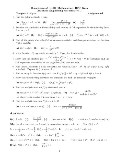 Image result for Complex Variables Exercise