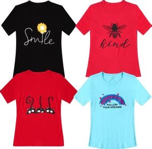 Flipkart.com | DIAZ Girls Typography Pure Cotton Regular T Shirt ...