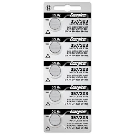 ENERGIZER, 303/357 Battery Size, Silver Oxide, Button Cell Battery ...