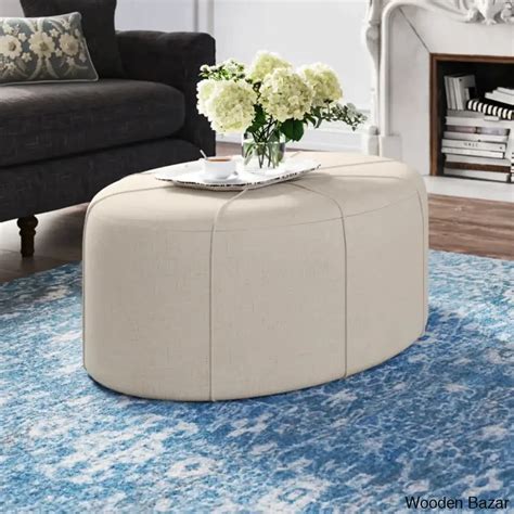 Christopher Tufted Oval Cocktail Ottoman | Wooden Bazar