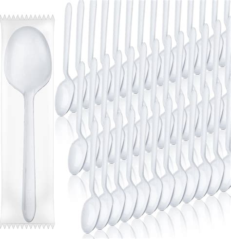 Amazon.com: 2000 Pcs Individually Wrapped Spoons Plastic Disposable ...