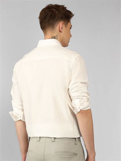 Men's White Solid Spread Collar Full Sleeve Regular Fit Shirt – DENNIS ...