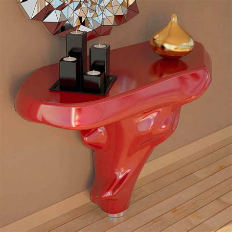 Modern design Solid Surface console table Node, handmade in Italy