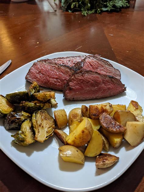 Reverse seared wagyu tri tip with honey brussels and roasted taters ...