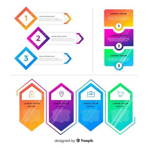 Gradient flat infographics element collection | Free Vector