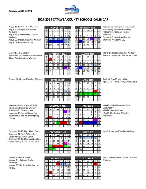 Catawba County Schools Calendar 2025-2026 in PDF | Holidays